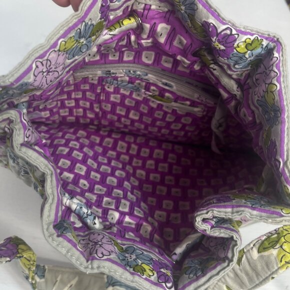 Vera Bradley Daisy Hipster Crossbody Tote Bag Hobo Quilted Purple Blue - Picture 6 of 7